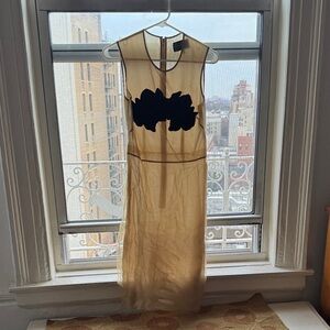 Simone Rocha Gold Dress with Black Appliqué